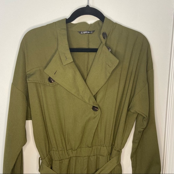 Drop Shoulder Asymmetrical Button Front Belted Jumpsuit - Picture 12 of 14